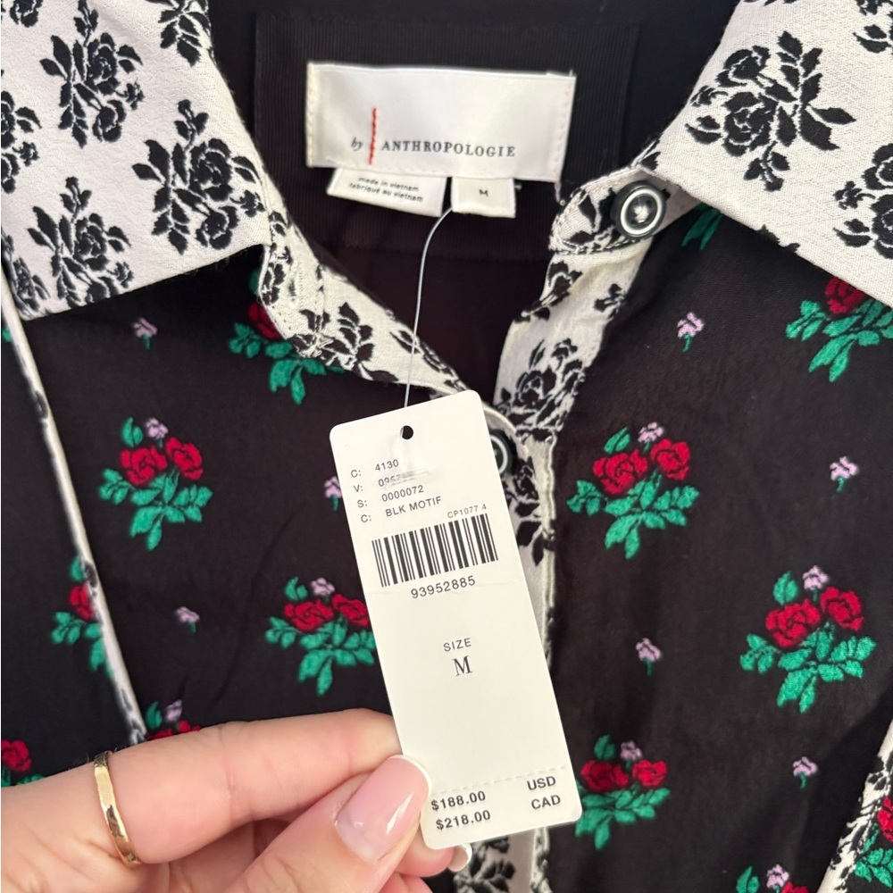 NWT Anthropologie Midi Floral Shirt Dress Size Medium - Picture 3 of 6